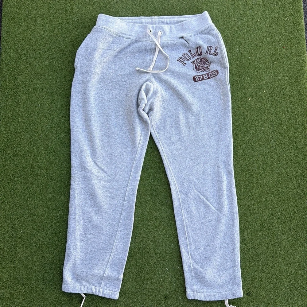 Polo Ralph Lauren Varsity Sweatpants Mens 2XL Grey Jogger Tiger Patch
